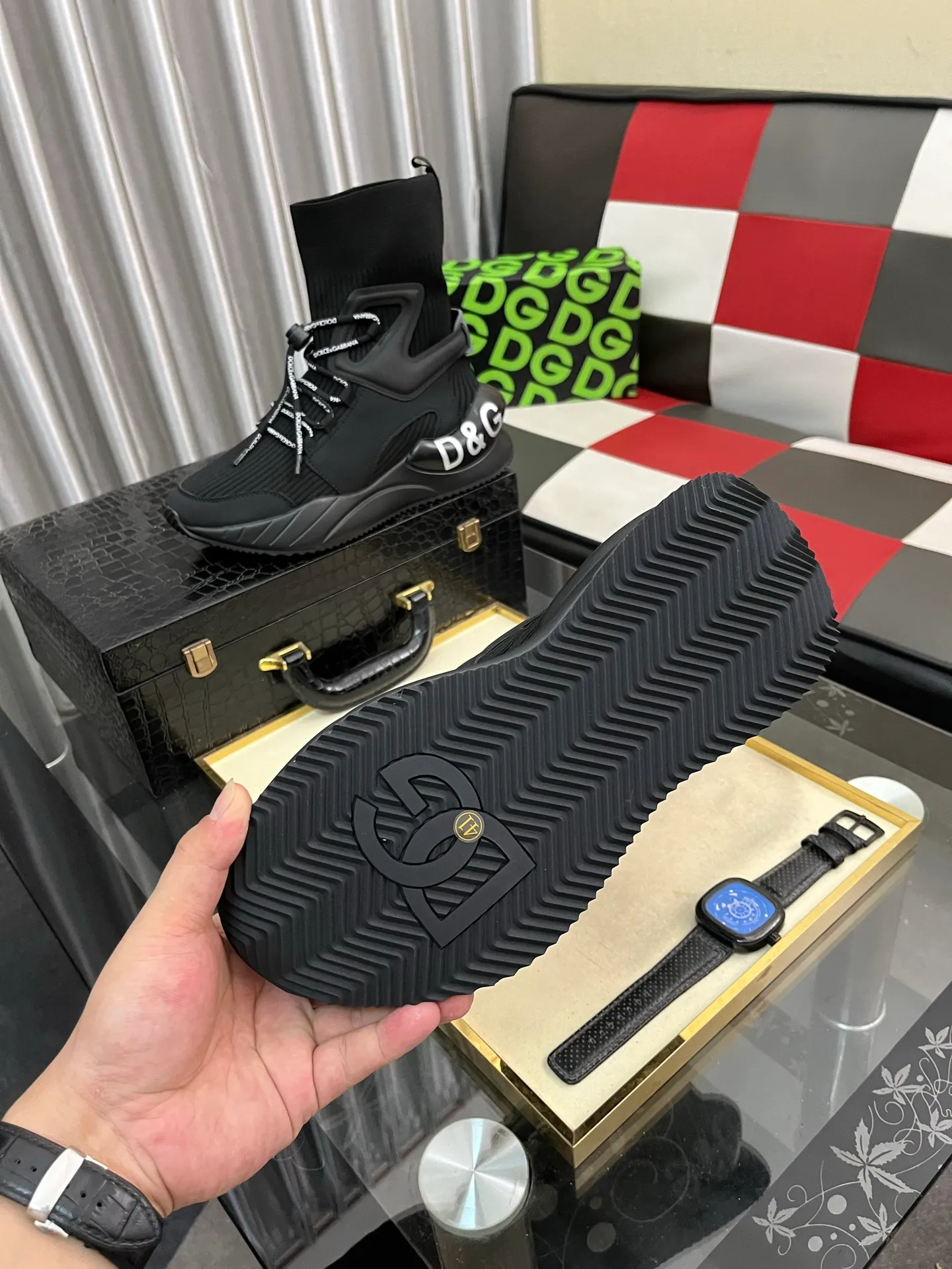 Men's men's shoes💰420⌚️⌚️New DG Dolce & Gabbana high-end couple's sports and casual shoes, imported cowhide, multiple material splicing design➕Imported cowhide lining, cowhide feet➕original TPR elastic outsole. Size: 35-46